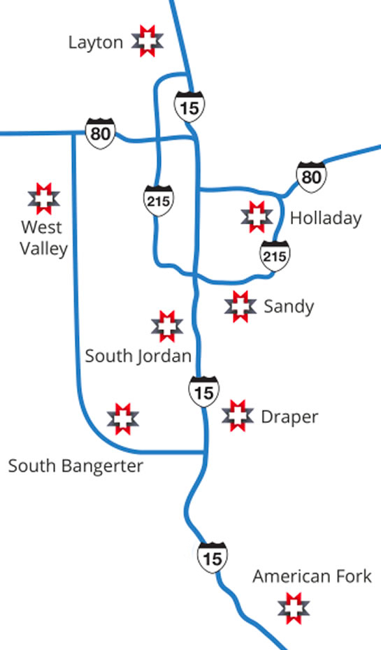 Map showing all 8 Medallus clinic locations